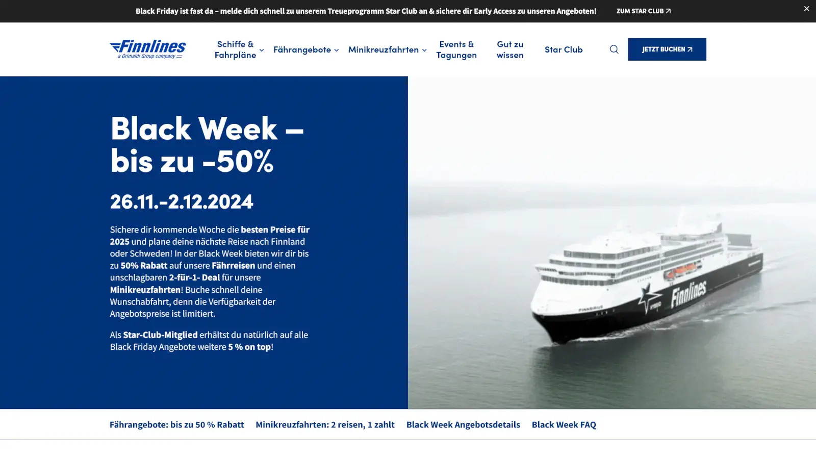Finnlines Semana Negra con un 55% de descuento para los miembros del Club Estrella.