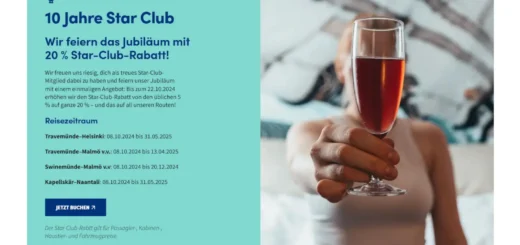 Finnlines 20% de descuento para los miembros del Club Estrella con motivo del 10º aniversario.