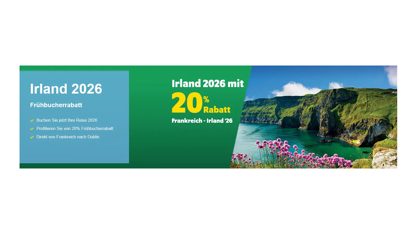 Ofertas de reserva anticipada de Irish Ferries 2026 con un 20% de descuento.