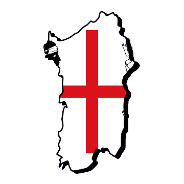 Cerdeña Mapa y bandera de Cerdeña