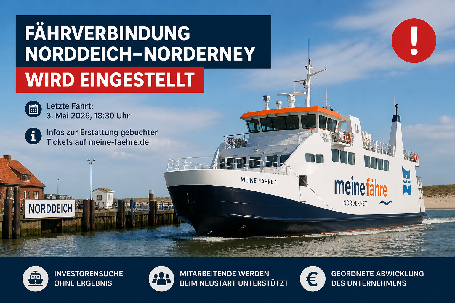 Reederei Meine Fähre hat Insolvenz angemeldet und den Betrieb eingestellt.